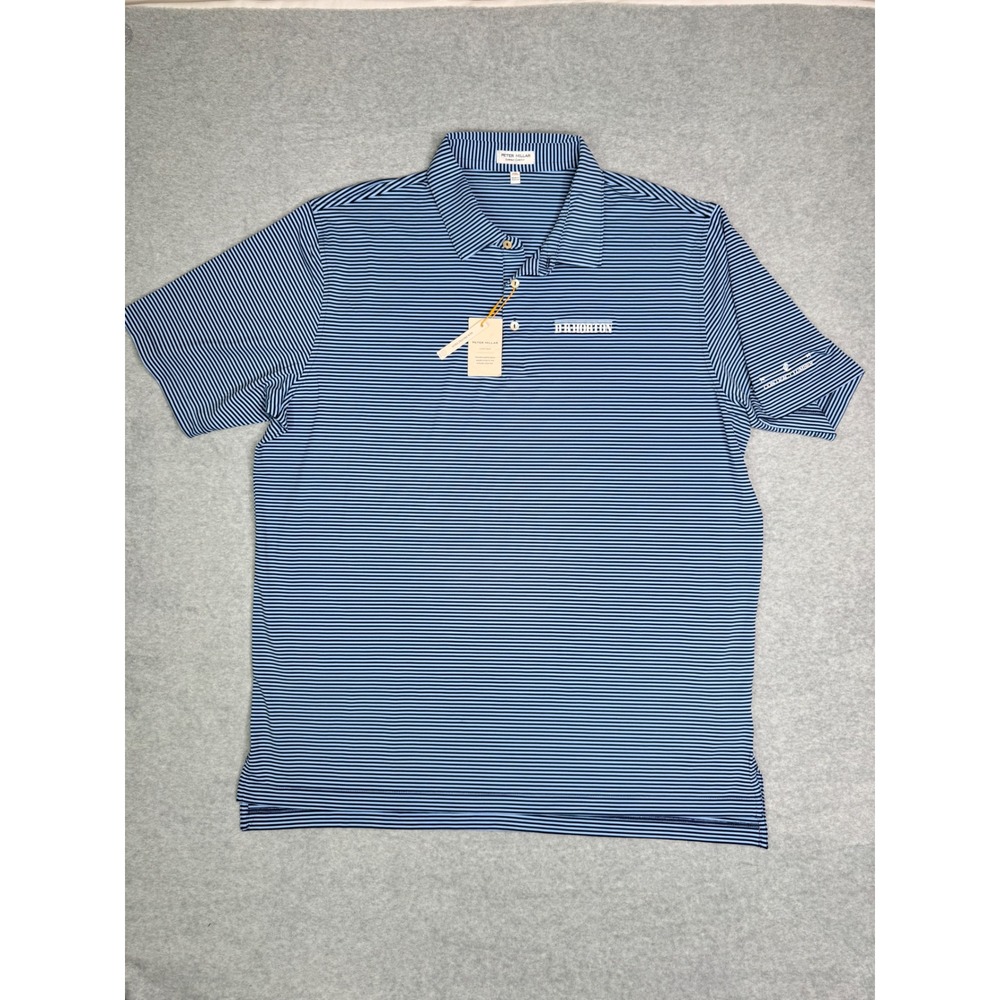 NWT Peter Millar Crown Sport Polo Shirt XXL Mens Blue Striped Golf DR Horton